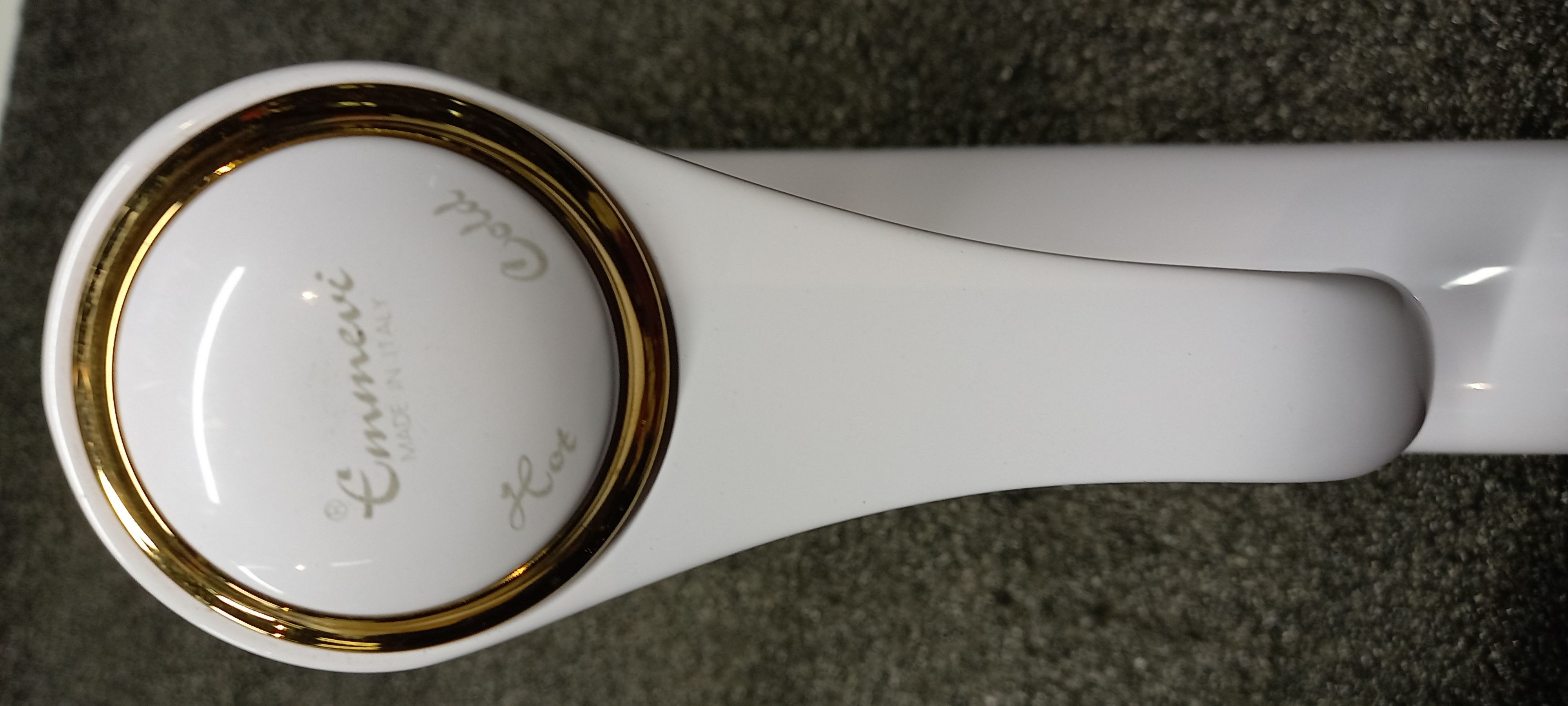 Emmevi Tiffany, 6095-8/BO, однорычажный кухонный смеситель (поворотный излив 22 см), без донного клапана, цвет белый/золото  