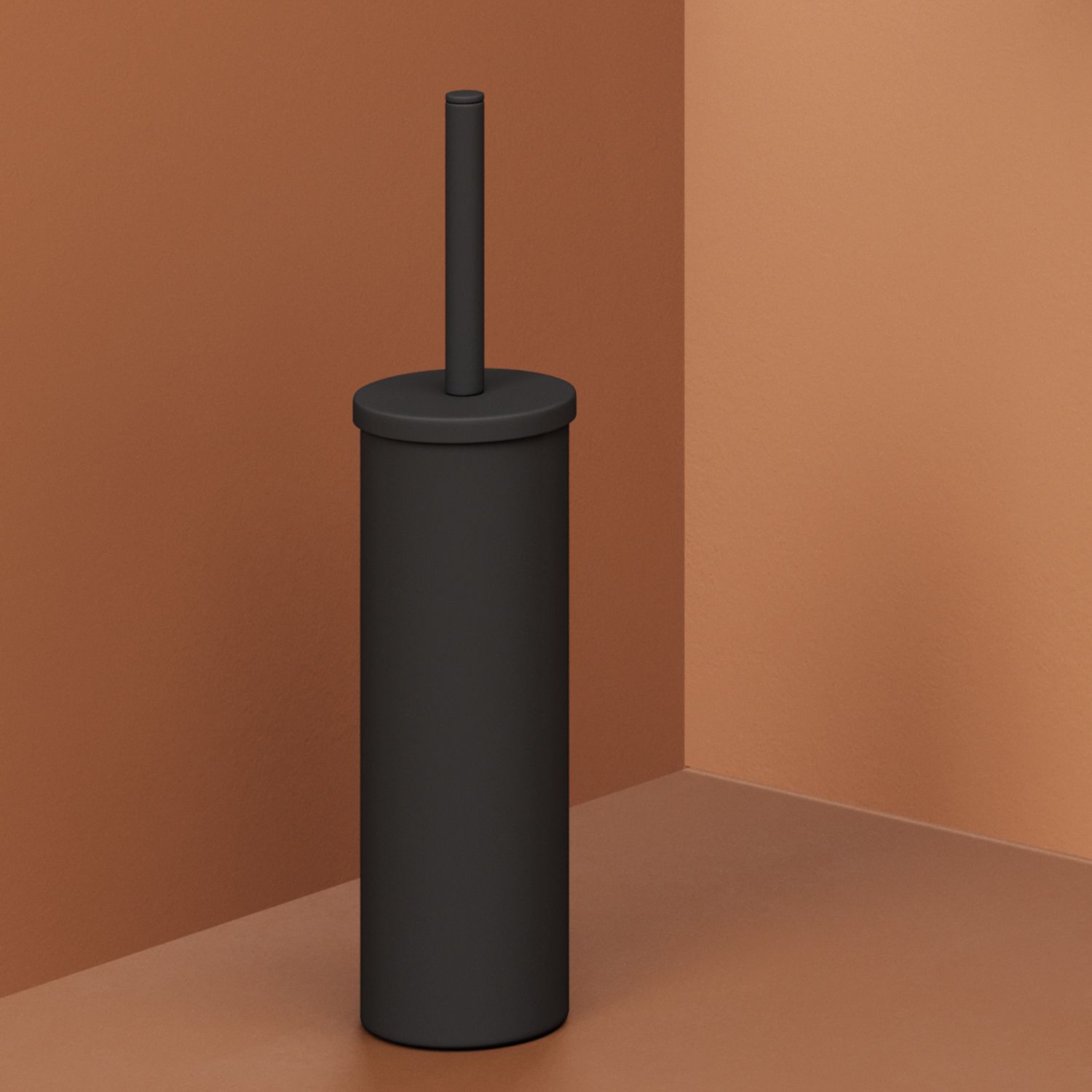 Купить gedy tonga, круглый напольный металлический ёрш, цвет черный матовый оптом