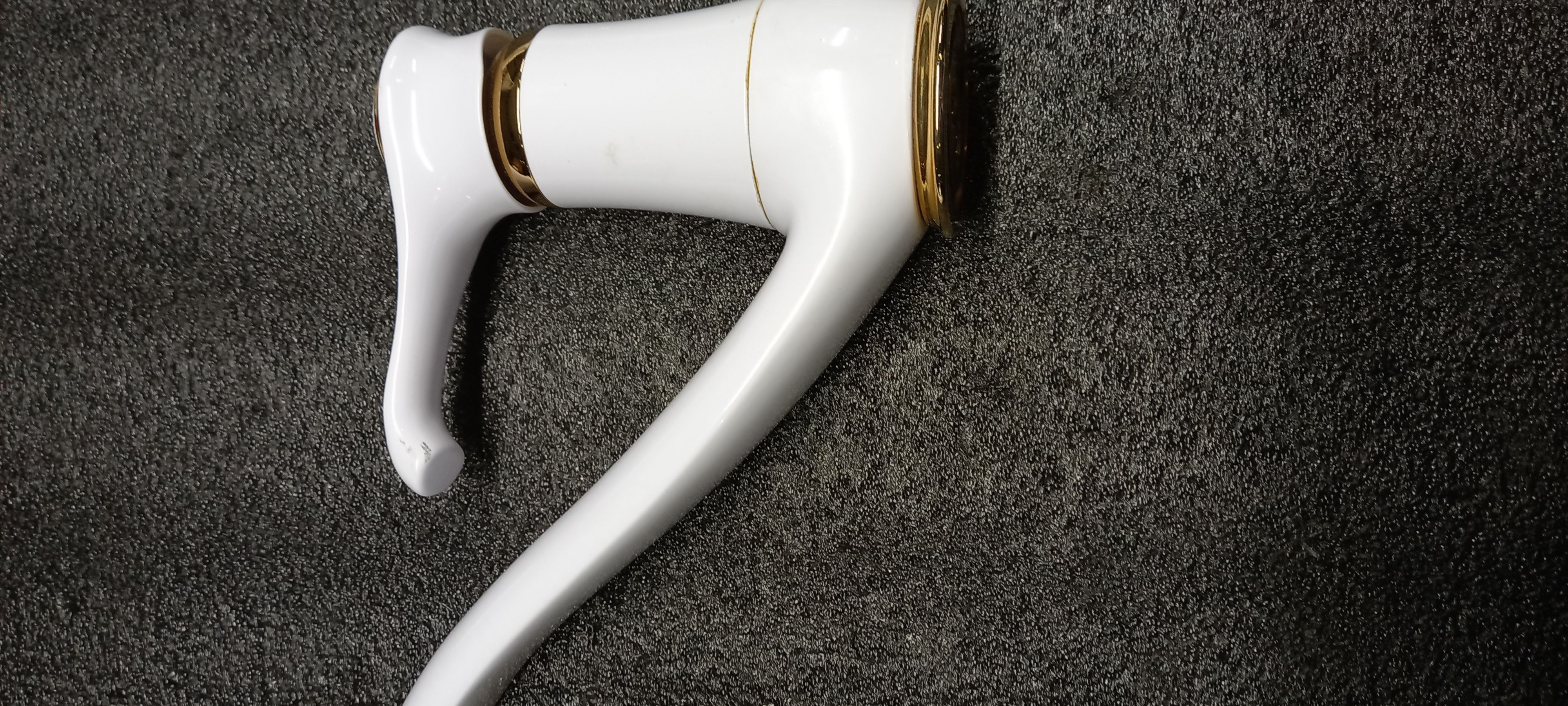 Emmevi Tiffany, 6095-2/BO, однорычажный кухонный смеситель (поворотный излив 22 см), без донного клапана, цвет белый/золото  