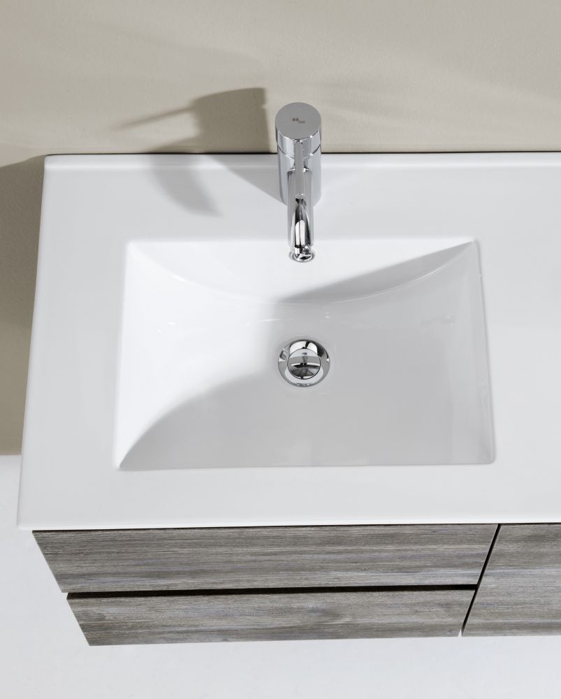 Купить ibx luxor 100 см: тумба (2 ящика) и белая керамическая раковина, цвет мебели натуральный оптом