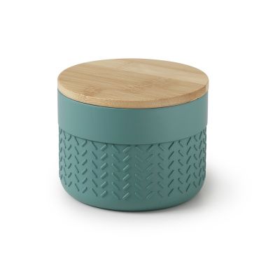 Купить gedy thea, настольный круглый контейнер с крышкой, цвет зеленый/бамбук оптом