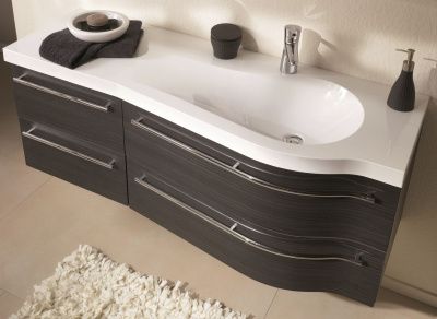 Купить puris swing 120 см левый: тумба (4 ящика), пенал 30 см левый (1 дверь и 1 дверь с корзиной для белья) и белая раковина из мин литья, цвет мебели белый