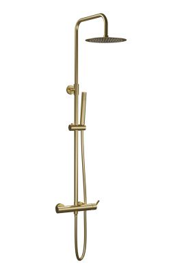 Купить aqg urban flow, душевая колонна регулируемая по высоте 95-150 см, cо смесителем, цвет матовое золото (pvd) оптом