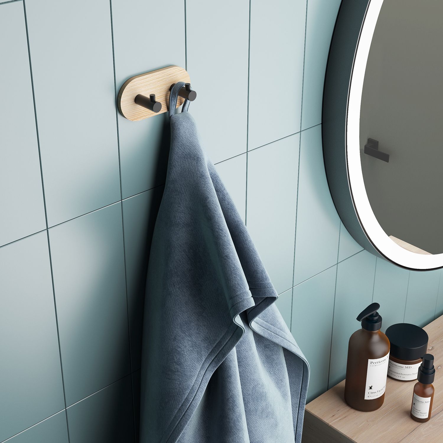 Купить gedy juncos, крючок двойной, цвет черный матовый/бамбук оптом