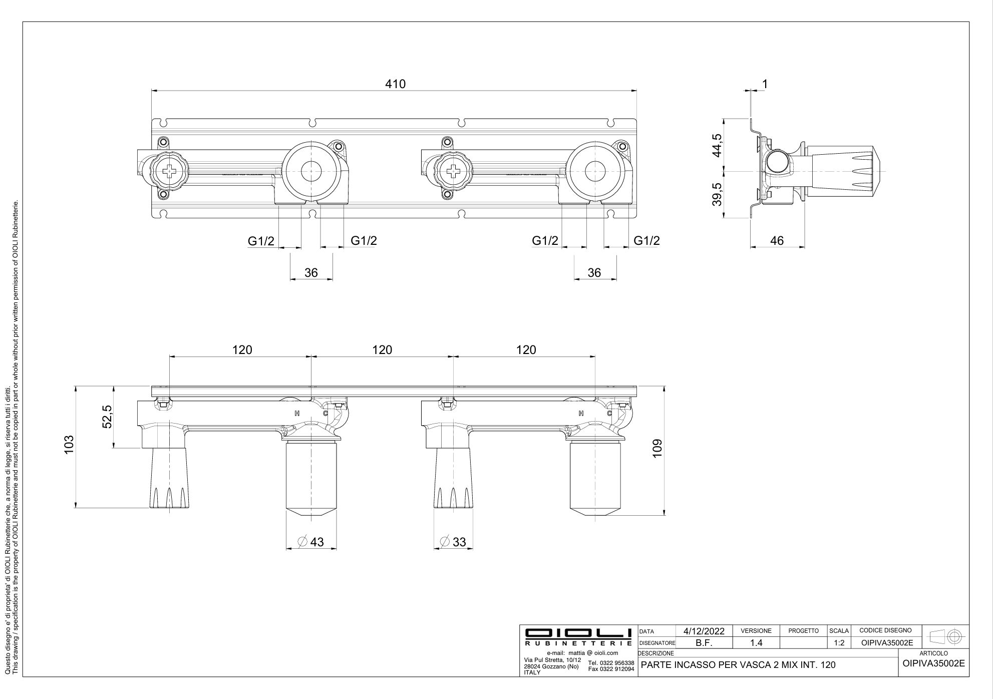 Купить смесители Oioli, внутренняя часть к встраиваемому в стену смесителю для ванны на 4 отверстия оптом
