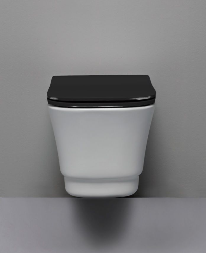Купить white ceramic idea, комплект подвесного унитаза с сиденьем черного цвета, цвет унитаза белый глянцевый оптом
