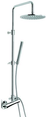 Купить emmevi, душевая колонна регулируемая по высоте 82-129,5 см: со смесителем и круглым антикальковым верхним душем 25 см, цвет хром оптом