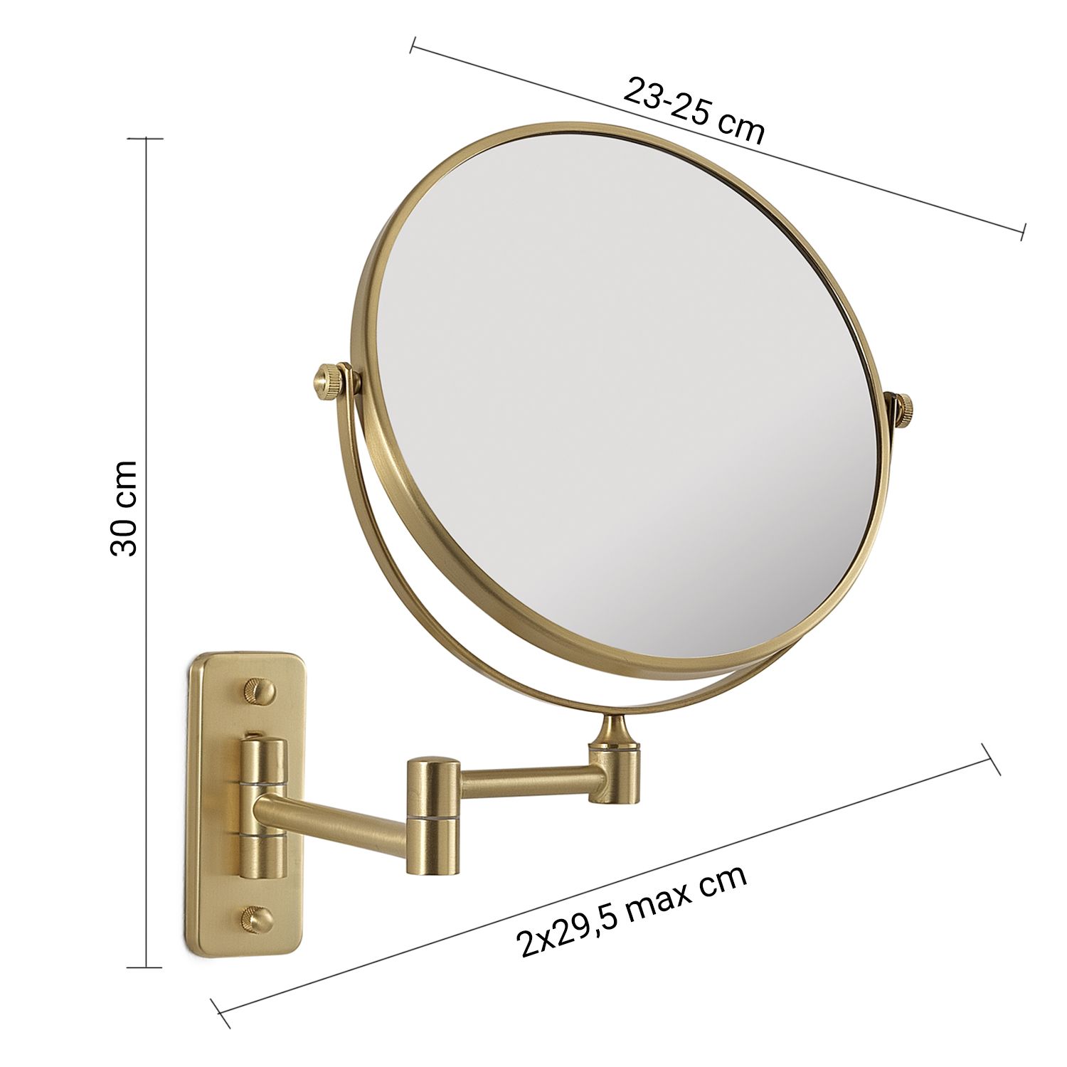 Купить gedy gaia, настенное круглое поворотное косметическое зеркало (3x) со складным механизмом, цвет матовое золото оптом