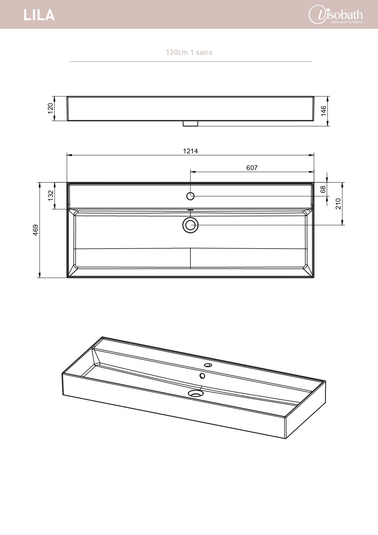 Купить visobath, керамическая раковина lila 120 см, цвет белый глянцевый оптом
