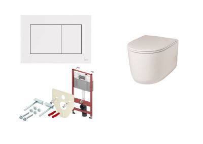Tece, комплект инсталляция TeceBase+Hidra Gio, подвесной унитаз 55x36,5 см, антибактериальное покрытие, c сиденьем, цвет белый матовый