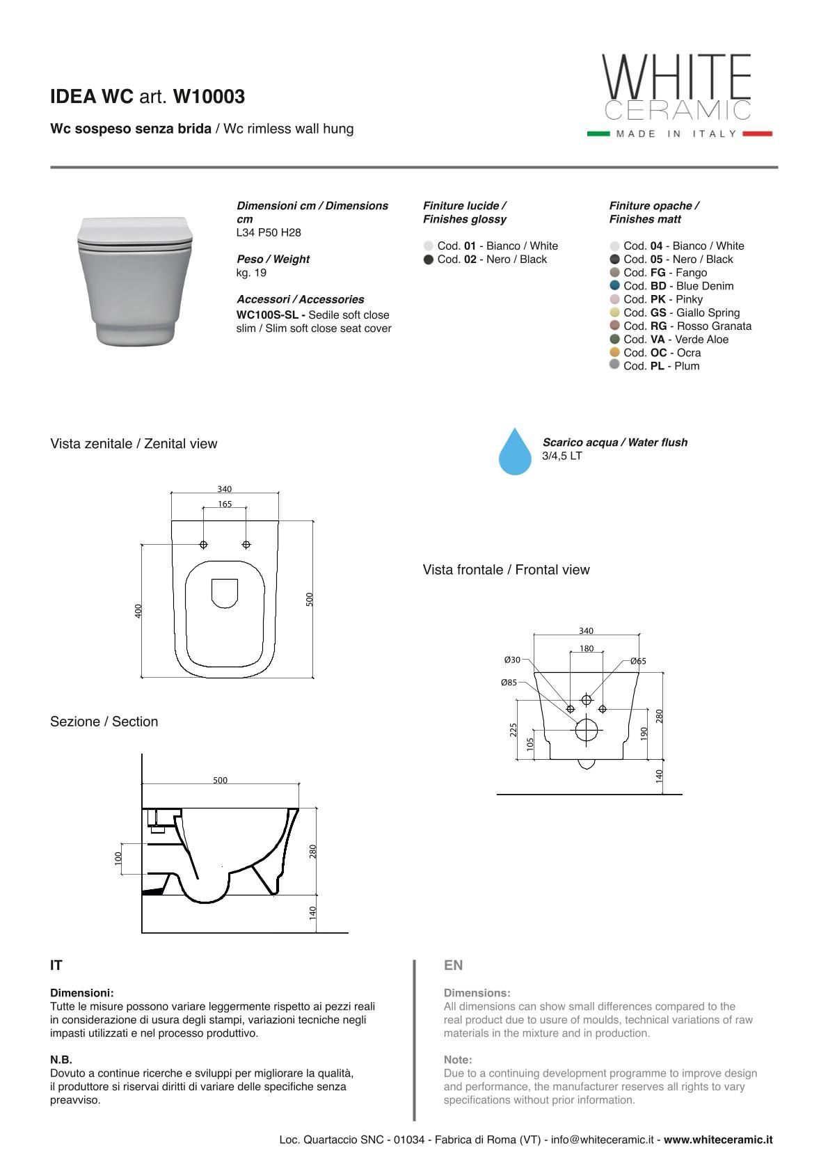 W10003 IDEA  WC SOSPESO