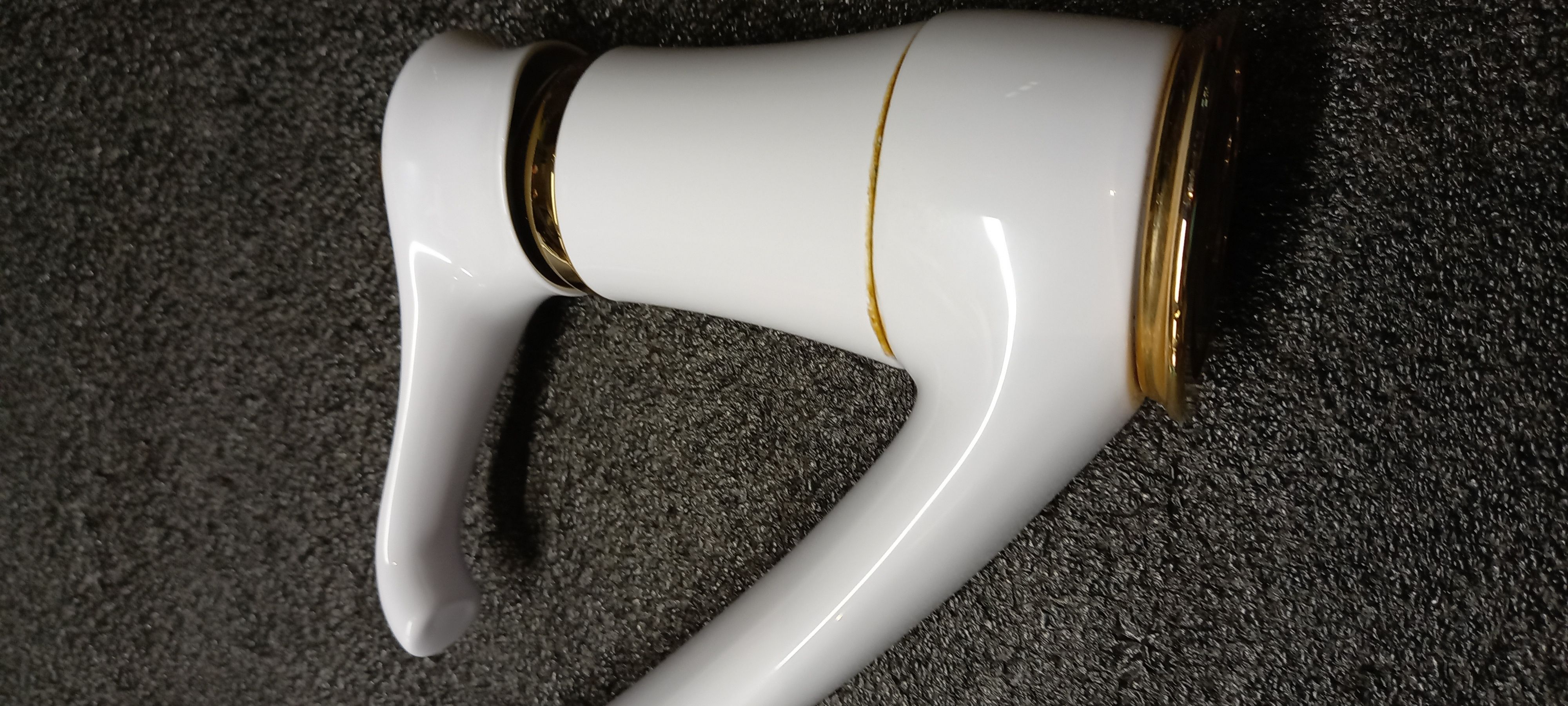 Emmevi Tiffany, 6095-15/BO, однорычажный кухонный смеситель (поворотный излив 22 см), без донного клапана, цвет белый/золото