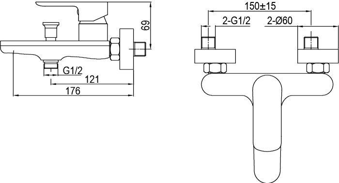 Купить aqg beta, однорычажный смеситель для ванны без набора для душа, цвет хром оптом Купить aqg beta, однорычажный смеситель для ванны без набора для душа, цвет хром оптом