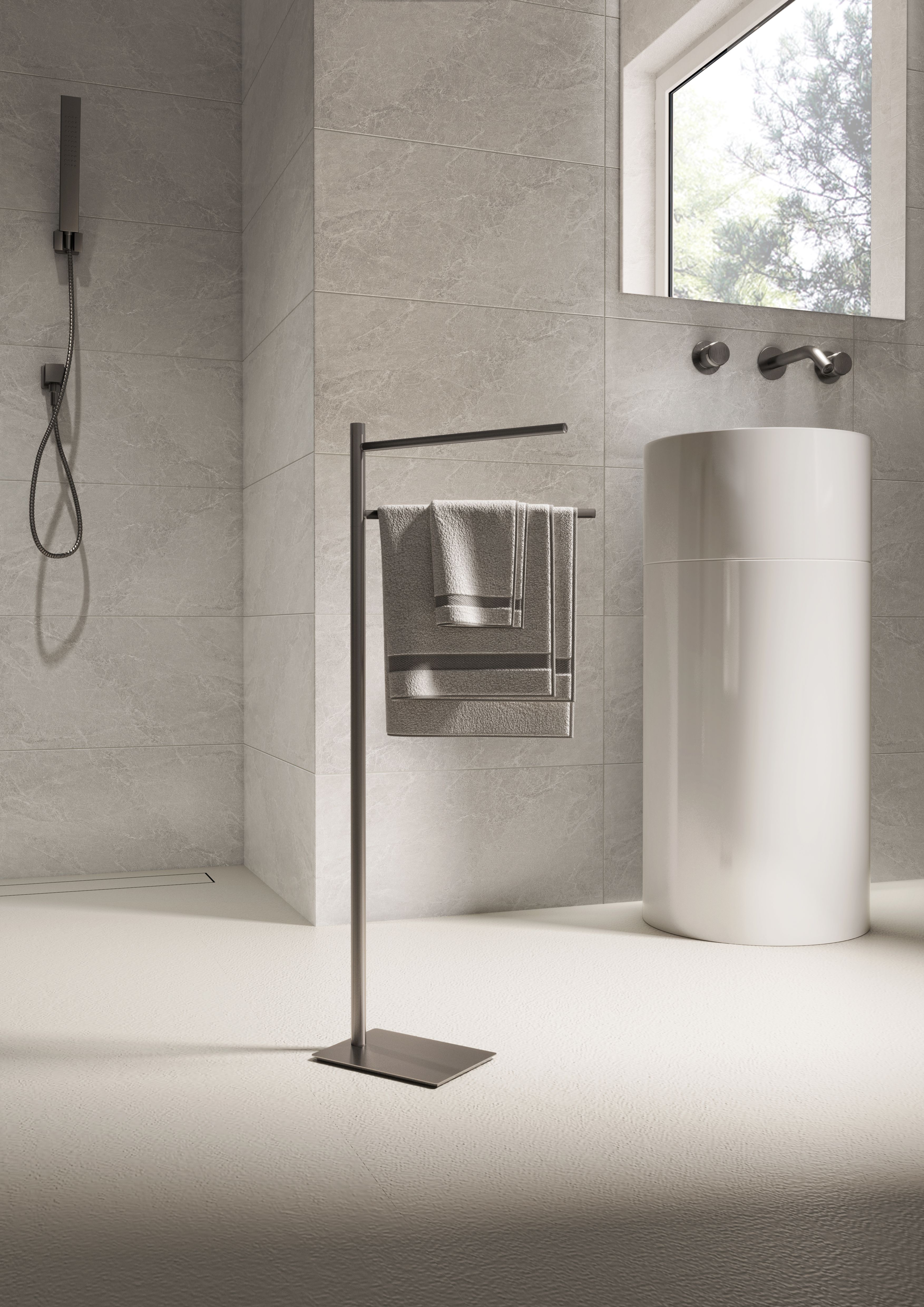 Купить gedy trilly, стойка: 2 полотенцедержателя, цвет оружейная сталь оптом