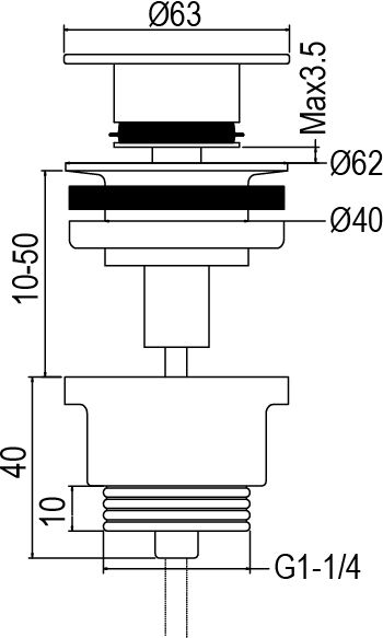 Купить aqg, универсальный донный клапан click-clack, цвет матовое золото (pvd) оптом Купить aqg, универсальный донный клапан click-clack, цвет матовое золото (pvd) оптом