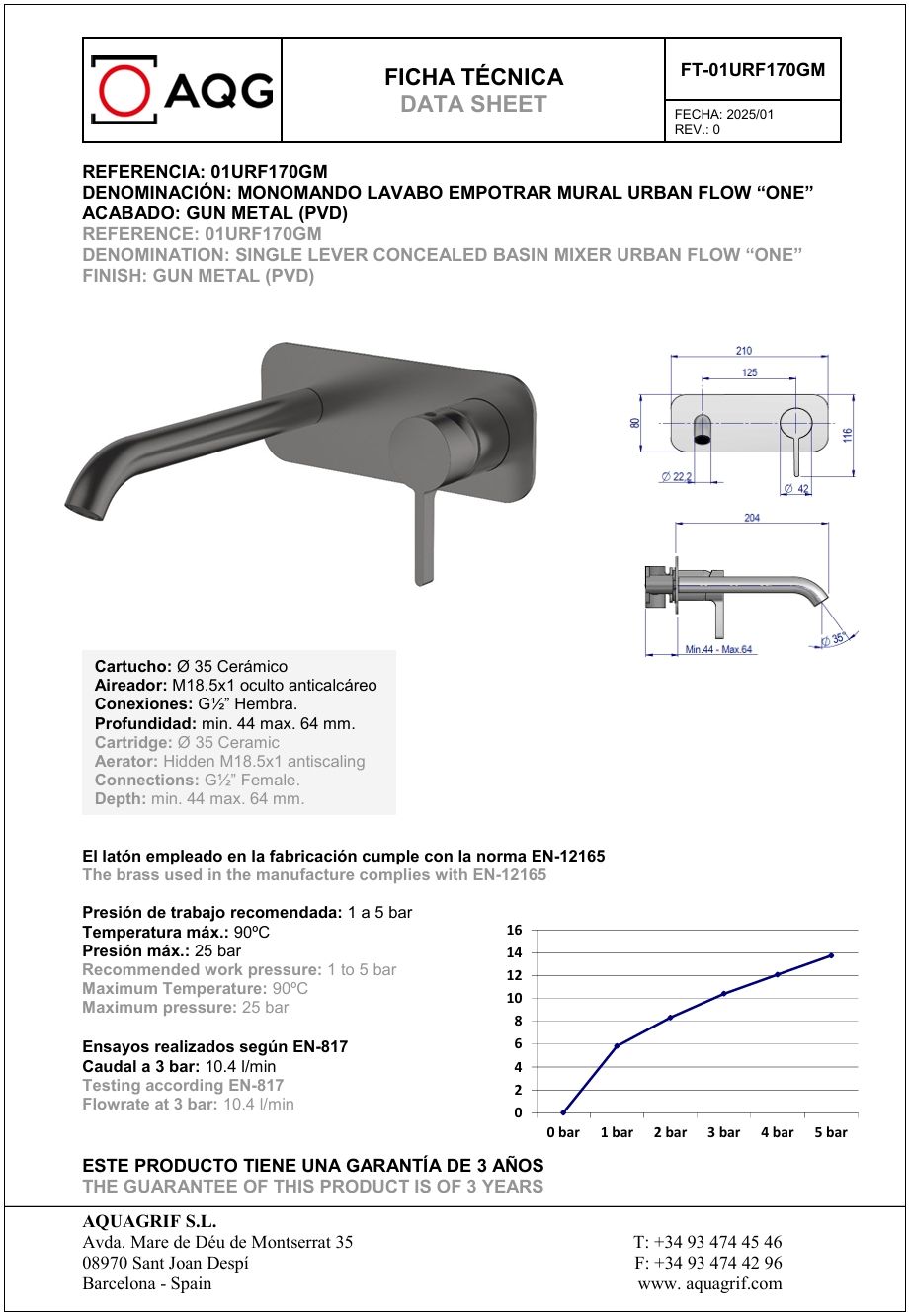 Купить aqg urban flow one, встраиваемый в стену однорычажный смеситель для раковины, цвет оружейная сталь (pvd) оптом Купить aqg urban flow one, встраиваемый в стену однорычажный смеситель для раковины, цвет оружейная сталь (pvd) оптом