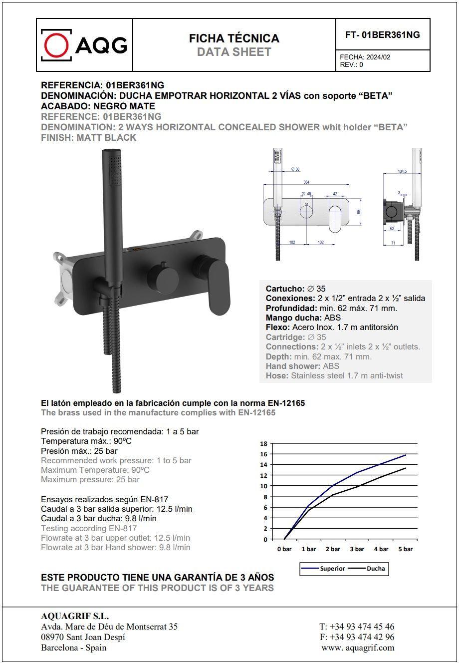 Купить aqg beta, душевой комплект er241 на 2-3 потребителя, с настенным кронштейном, цвет черный матовый оптом Купить aqg beta, душевой комплект er241 на 2-3 потребителя, с настенным кронштейном, цвет черный матовый оптом
