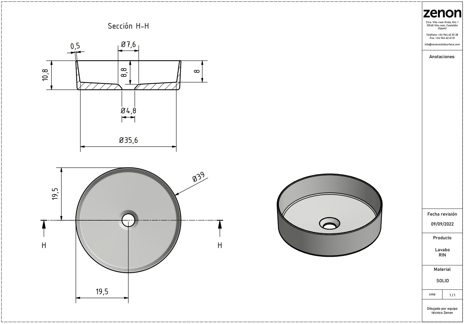Купить zenon rin, накладная раковина круглой формы без отверстия под смеситель, 39х39х10,8 см, цвет белый матовый оптом Купить zenon rin, накладная раковина круглой формы без отверстия под смеситель, 39х39х10,8 см, цвет белый матовый оптом