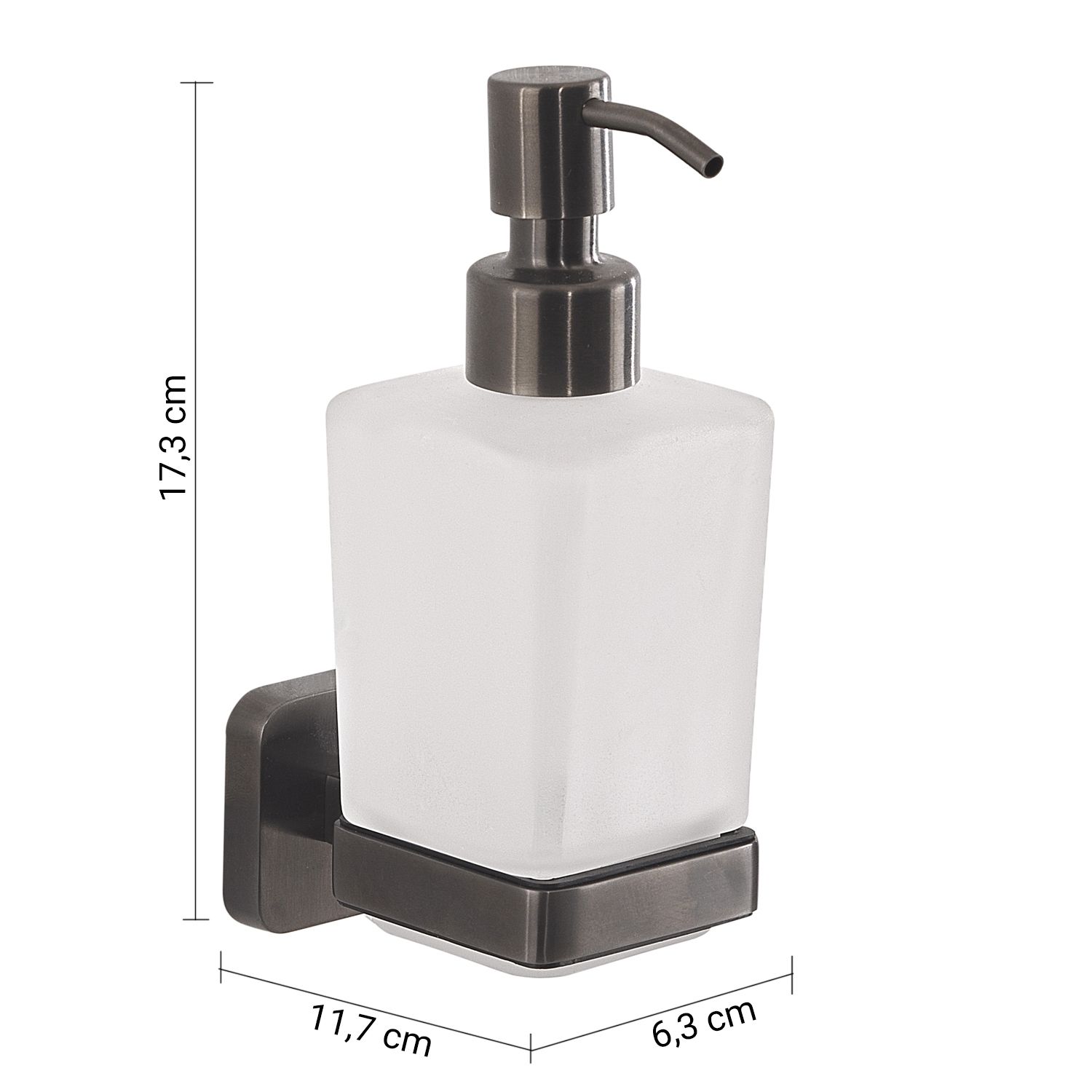 Купить gedy tonga, настенный стеклянный дозатор c металлической помпой, цвет оружейная сталь оптом