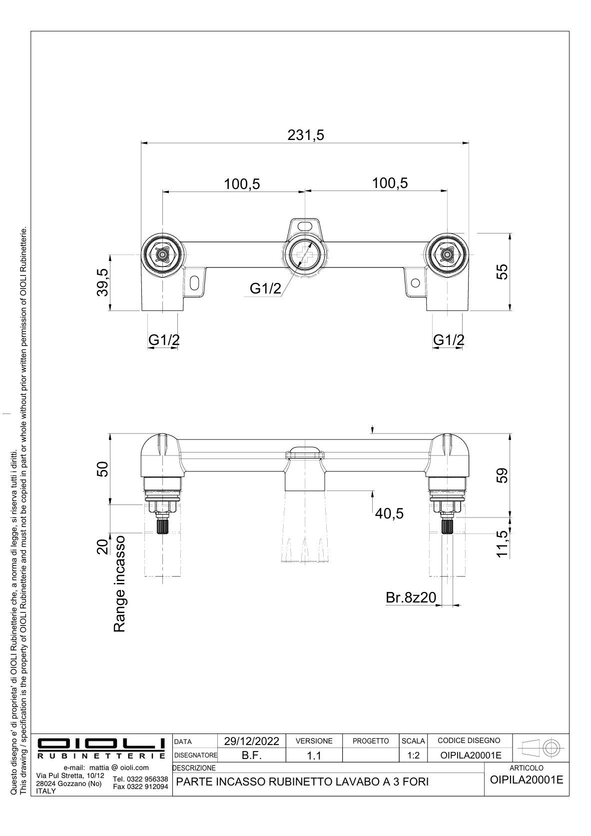Купить смесители Oioli, внутренняя часть к смесителю Como/Navona/Micro70 и 80/5TH Avenue, для раковины из стены на 3 отверстия  оптом