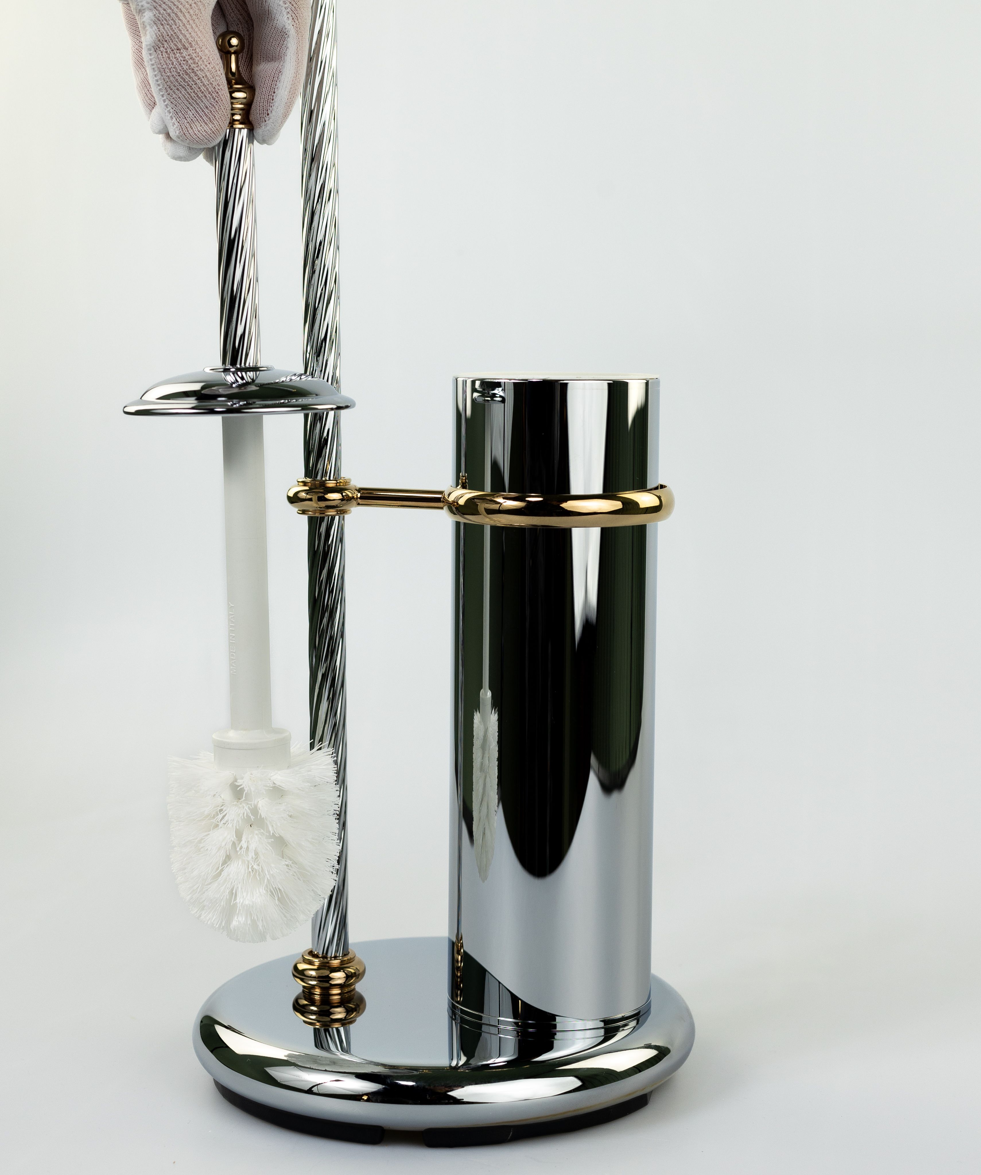 Купить stil haus giunone, стойка: бумагодержатель + ерш металлический, цвет хром - золото оптом