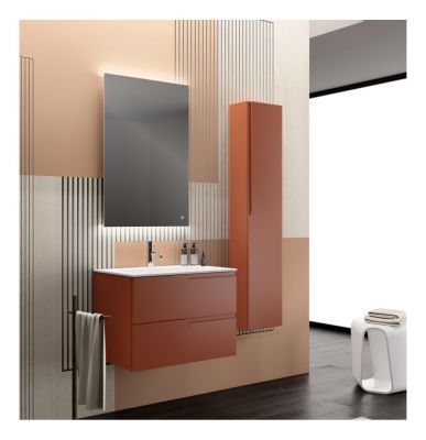 Купить ibc era 90 см: тумба, раковина с тонким бортиком из мин. литья (l409сm) и правый пенал 150х30 см, цвет мебели карамельный матовый 