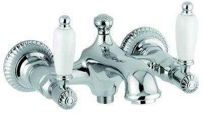 Купить смесители Emmevi The One Atena, смеситель для ванны без набора для душа, с белыми рукоятками, цвет золото оптом