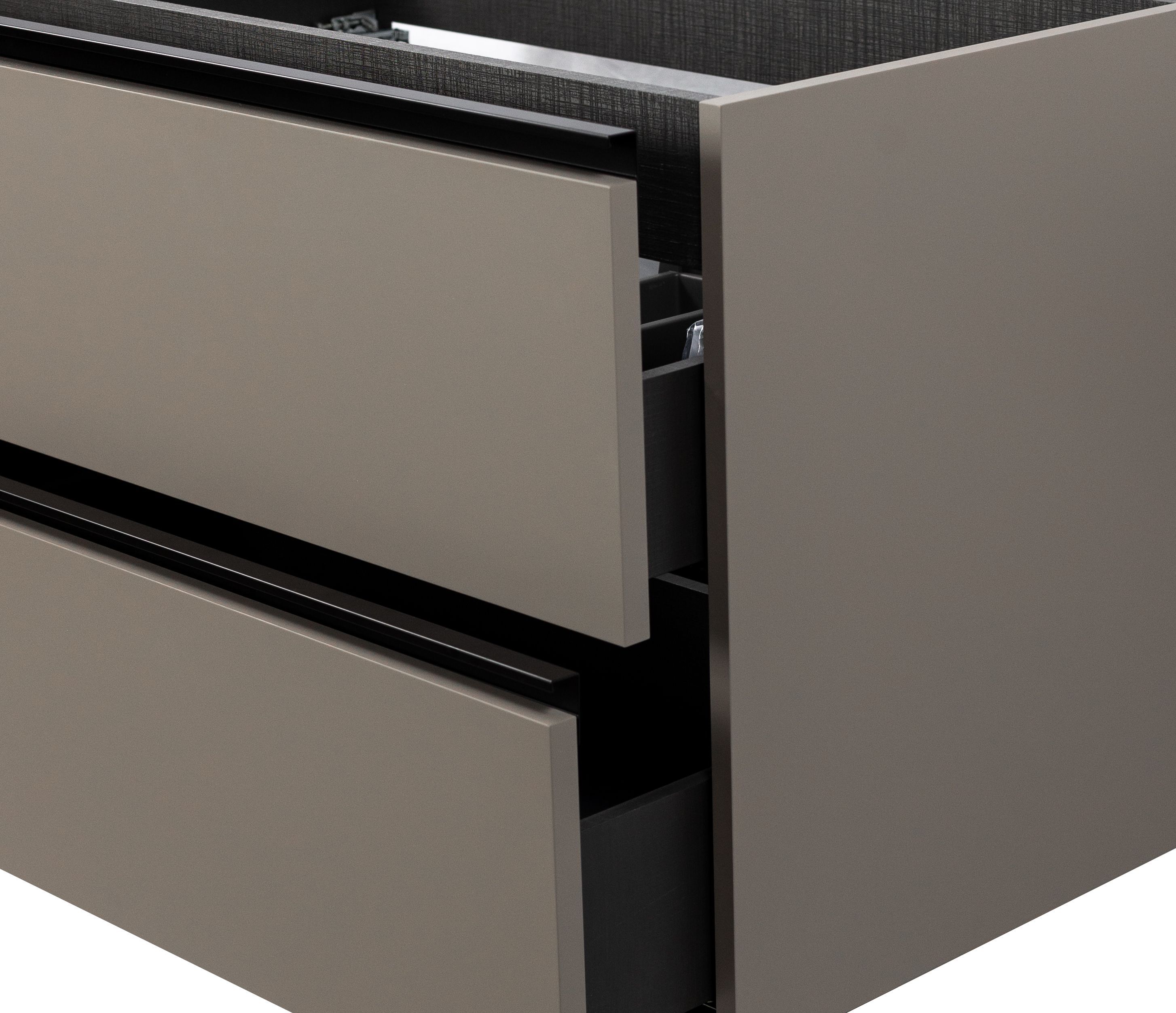 Купить visobath granada, тумба 80 см, 2 ящика c черными ручками, цвет кварцевый матовый лак (quarzo) оптом