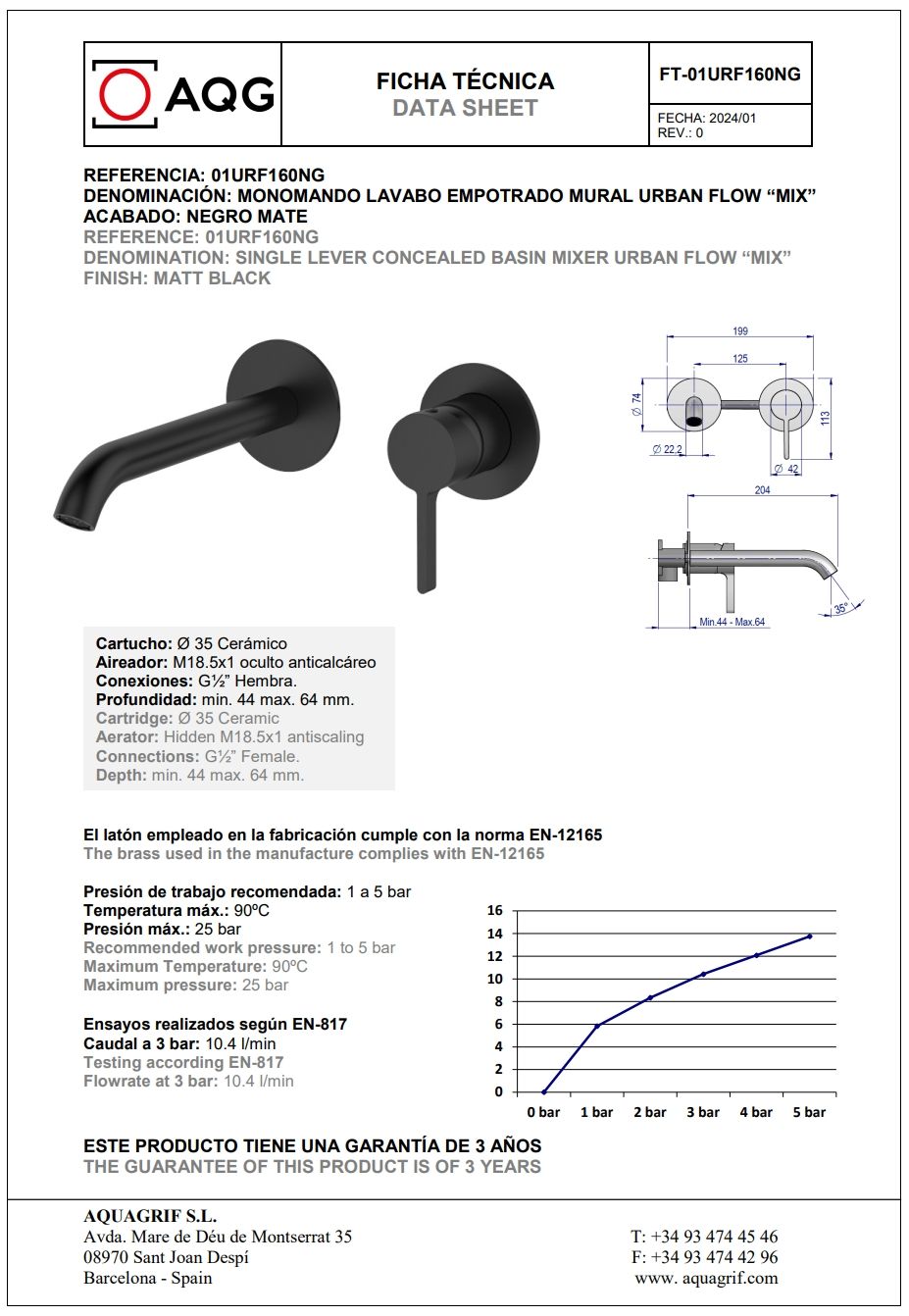 Купить aqg urban flow two, встраиваемый в стену однорычажный смеситель для раковины, цвет черный матовый оптом Купить aqg urban flow two, встраиваемый в стену однорычажный смеситель для раковины, цвет черный матовый оптом