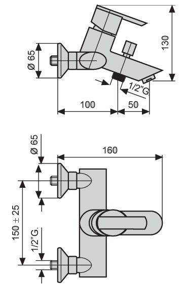 Купить смесители Emmevi Elly, однорычажный смеситель для ванны, без набора для душа, цвет хром оптом