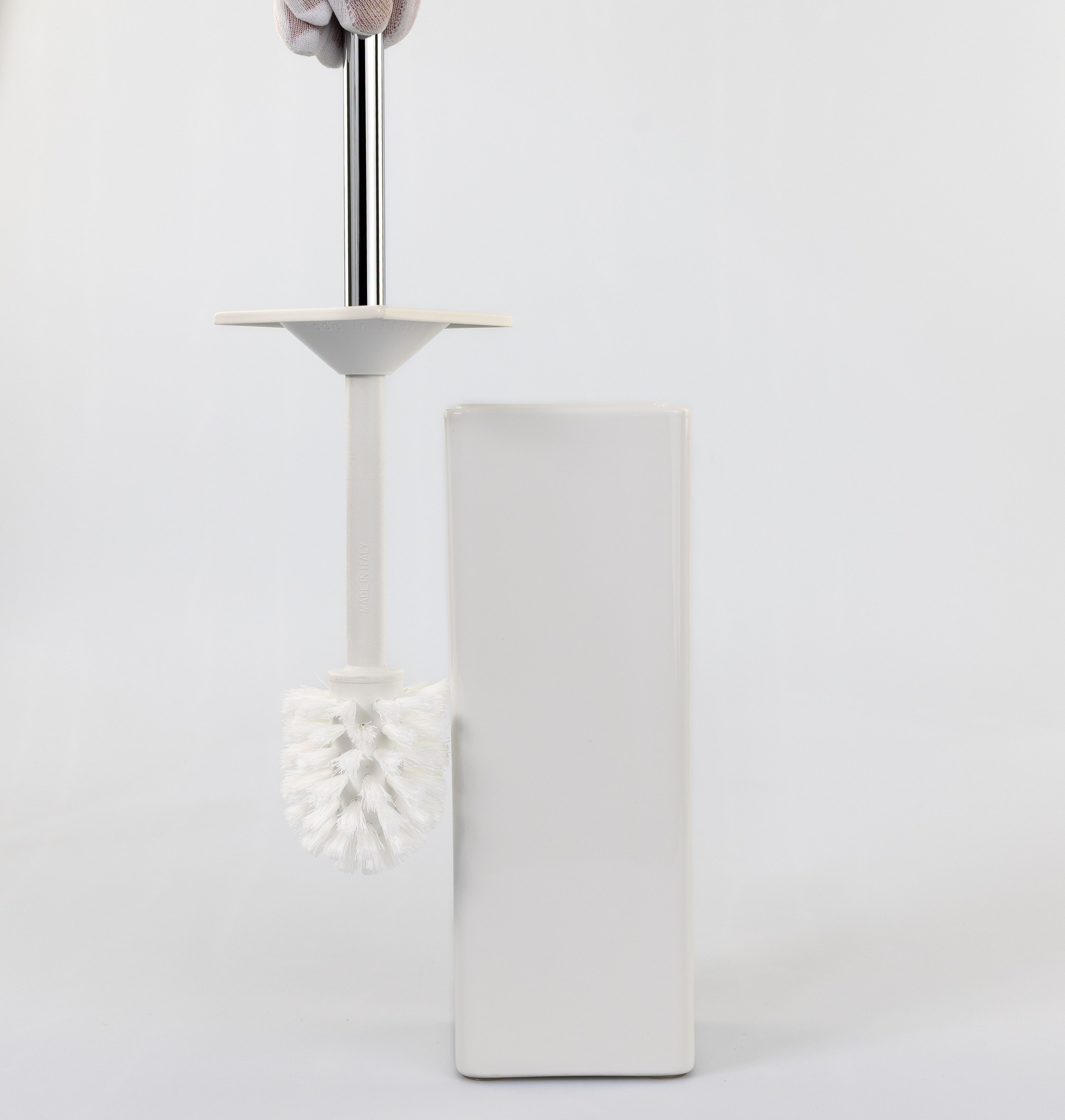 Купить stil haus living, напольный керамический ёрш, цвет хром - белый матовый - белая керамика оптом