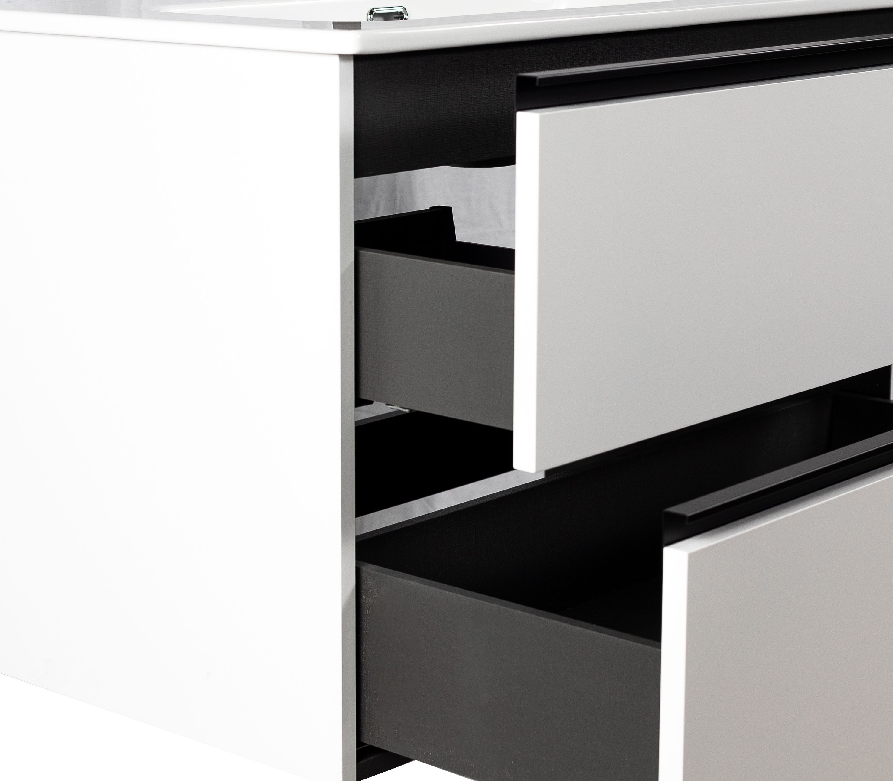 Купить visobath granada, тумба 60 см, 2 ящика c черными ручками, цвет белый матовый лак (b-ada) оптом