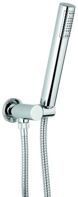 Купить emmevi, набор ручного душа 154: круглая лейка с держателем и водотводом, шланг 150 см (все детали из латуни), цвет черный матовый оптом Купить emmevi, набор ручного душа 154: круглая лейка с держателем и водотводом, шланг 150 см (все детали из латуни), цвет черный матовый оптом