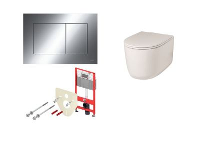 Tece, комплект инсталляция TeceBase+Hidra Gio, подвесной унитаз 55x36,5 см, антибактериальное покрытие, c сиденьем, цвет белый матовый