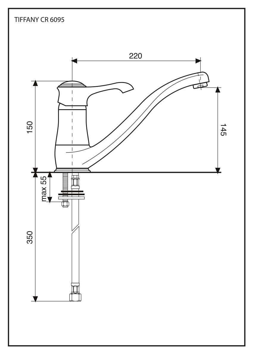Emmevi Tiffany, 6095-10/BO, однорычажный кухонный смеситель (поворотный излив 22 см), без донного клапана, цвет белый/золото  