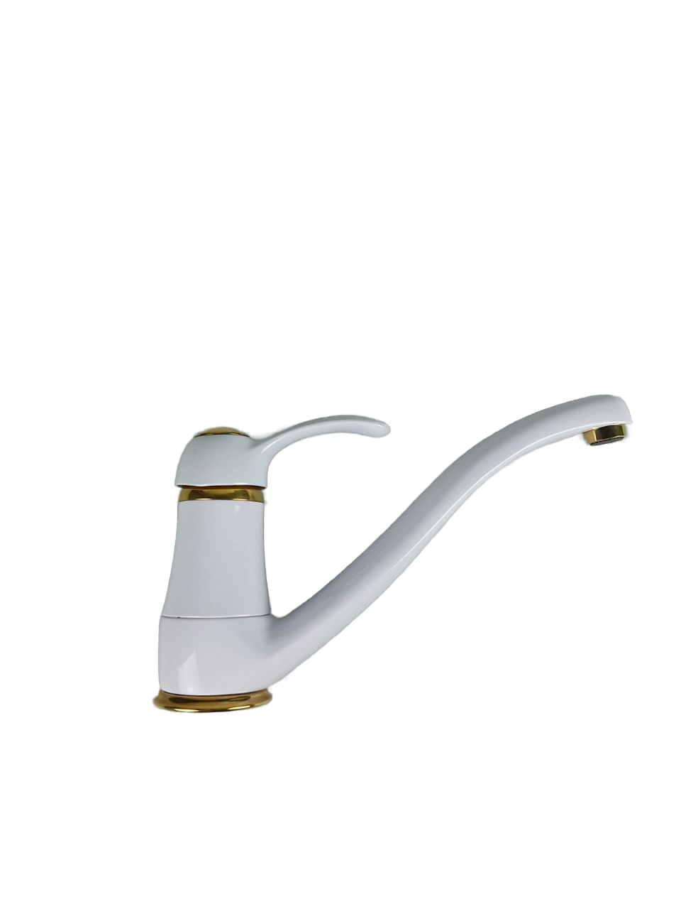 Купить смесители Emmevi Harmony, однорычажный кухонный смеситель с поворотным изливом (излив 22 см), без донного клапана, цвет белый-золото оптом