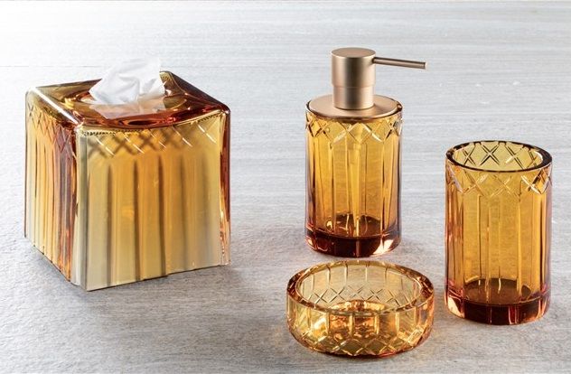 Купить stil haus queen ambra, настольная емкость для бумажных салфеток из хрусталя, цвет янтарь оптом