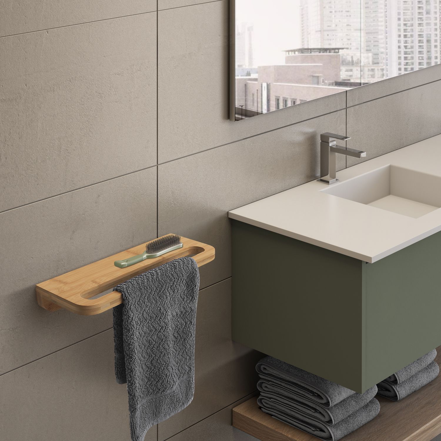 Купить gedy himalaya, полка с полотенцедержателем длиной 40 см, цвет натуральный оптом