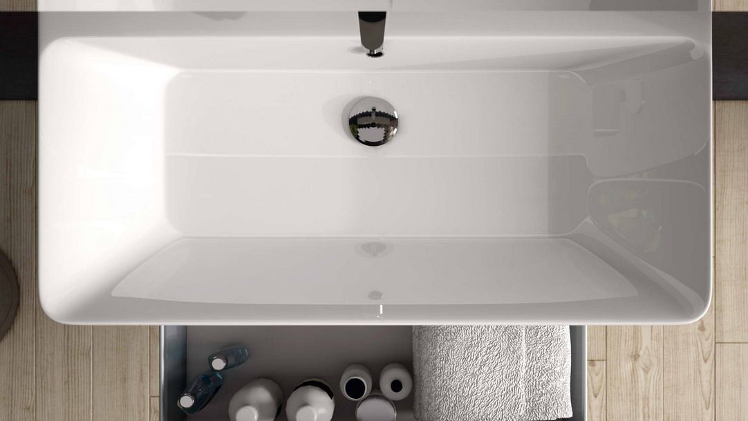 Купить ibx round 80 см: тумба (2 ящика) и белая керамическая раковина, цвет мебели черный матовый оптом