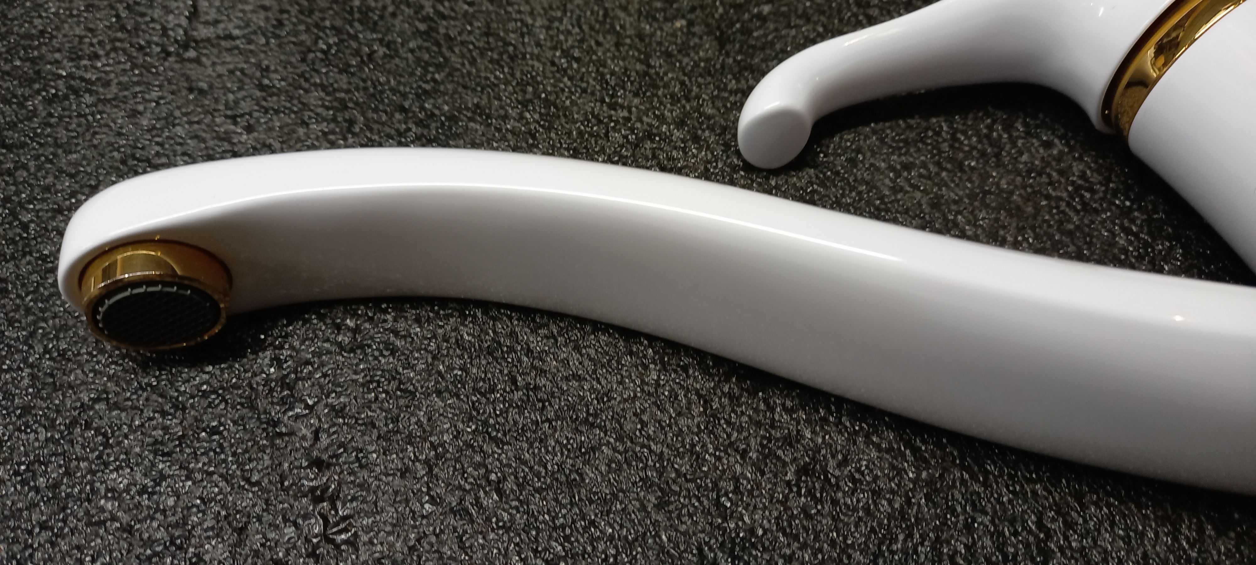 Emmevi Tiffany, 6095-10/BO, однорычажный кухонный смеситель (поворотный излив 22 см), без донного клапана, цвет белый/золото  