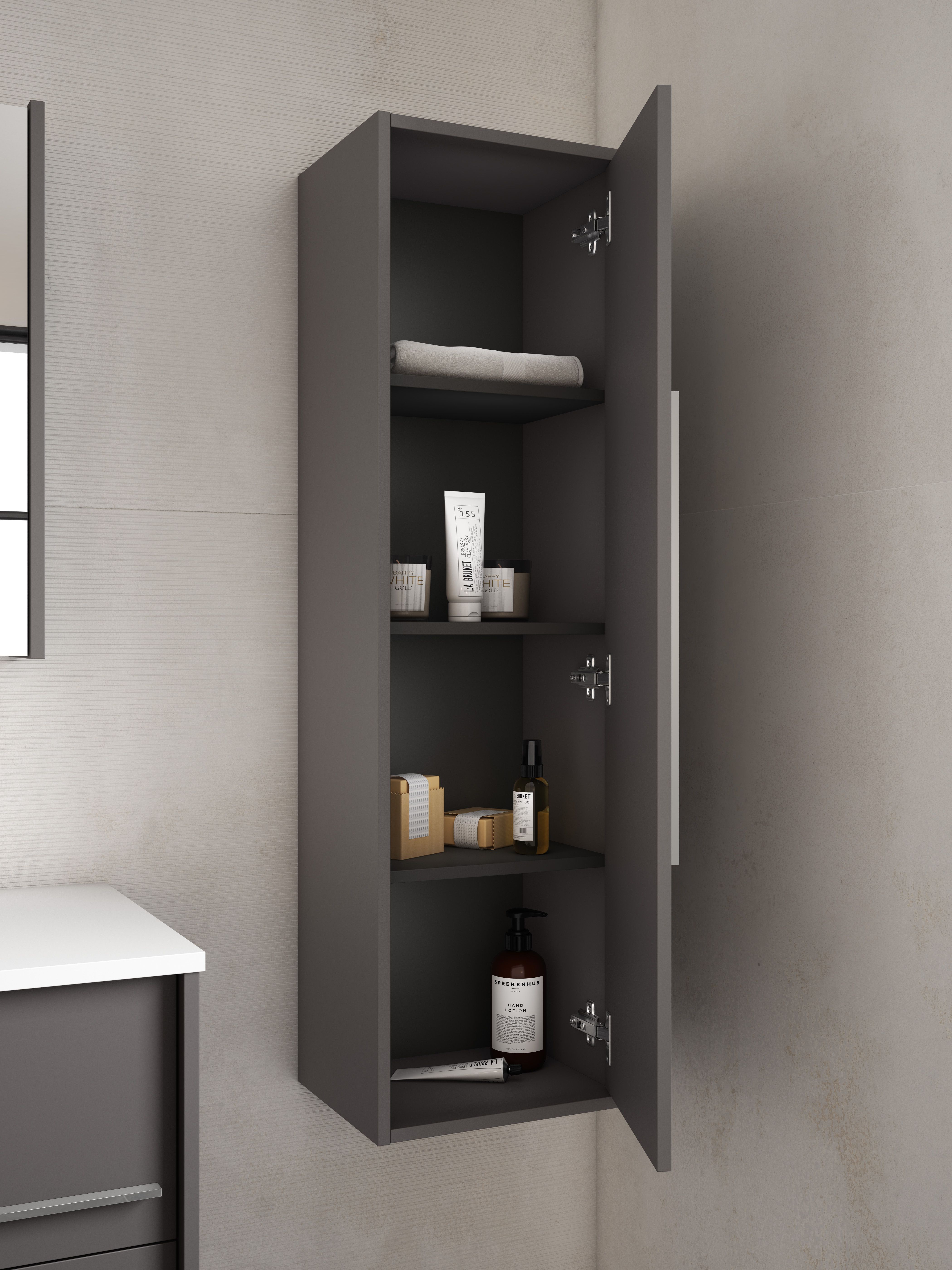 Купить visobath aqua, пенал 34.5 см, 1 распашная дверь, цвет пепельный матовый лак (ceniza) оптом