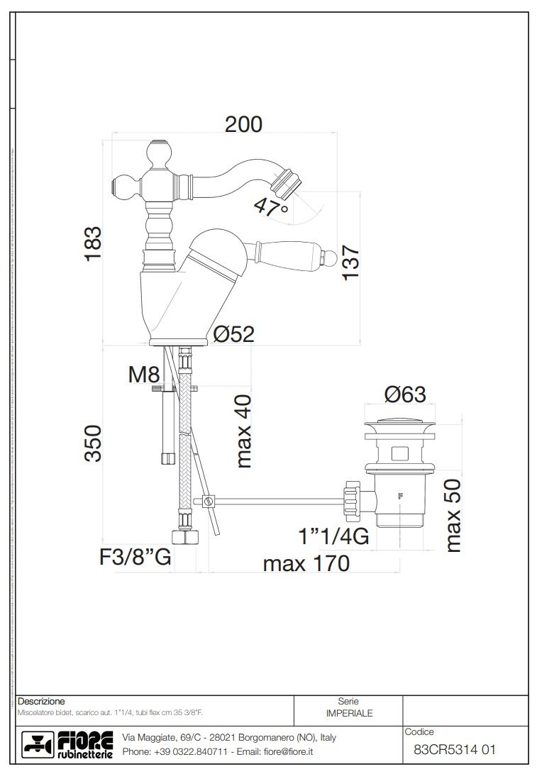 Купить смесители fiore imperiale, однорычажный смеситель для биде h18.3 см, c донным клапаном, цвет золото оптом