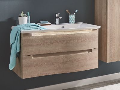 Купить puris purefaction 90 см левый: тумба (2 ящика) и белая раковина из мин литья c led подсветкой, цвет мебели белый глянцевый