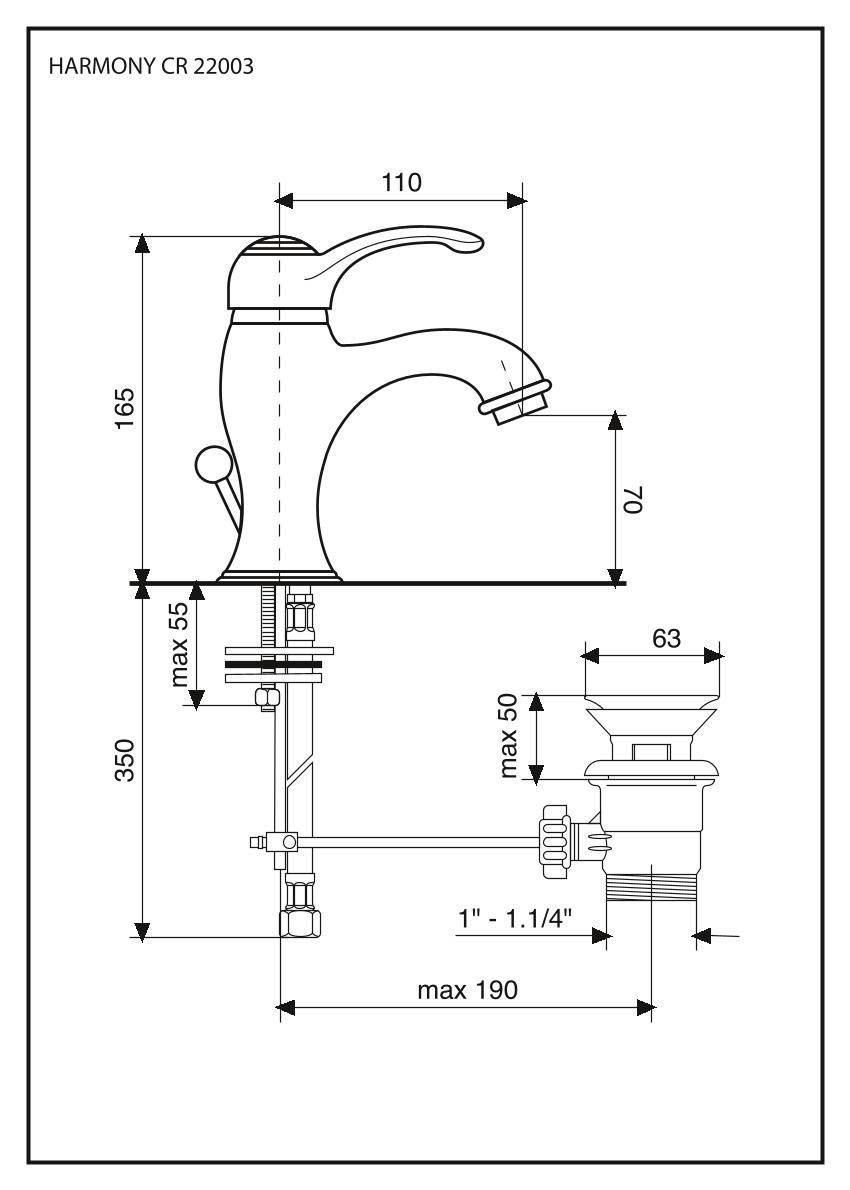 Emmevi Harmony, 22003-5/BR, однорычажный смеситель для раковины (излив 11 см), с донным клапаном, цвет бронза  