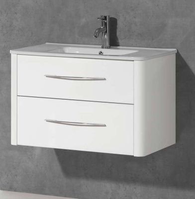 Купить ibx asun 100 см: зеркальный шкаф с led подсветкой, тумба (2 ящика) с ручками хром и белая керамическая раковина, цвет мебели белый глянцевый оптом