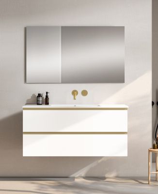 Купить visobath granada, тумба 120 см, 2 ящика c золотыми ручками, цвет белый матовый лак (b-ada) оптом