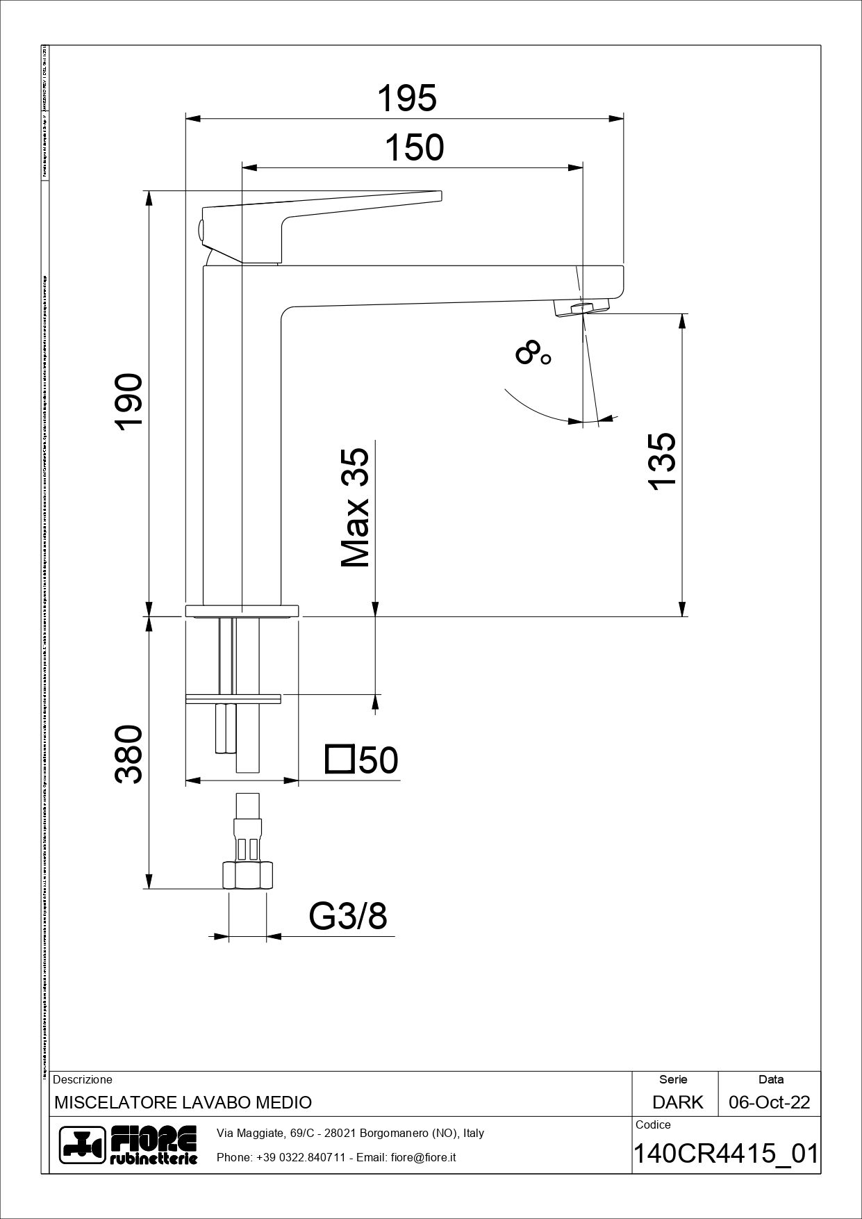 Купить смесители fiore dark, однорычажный смеситель для раковины (излив 15 см), без донного клапана, цвет хром оптом