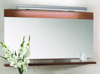 Купить puris kera trends, зеркало 120 см с подсветкой и полка, цвет антрацит глянцевый