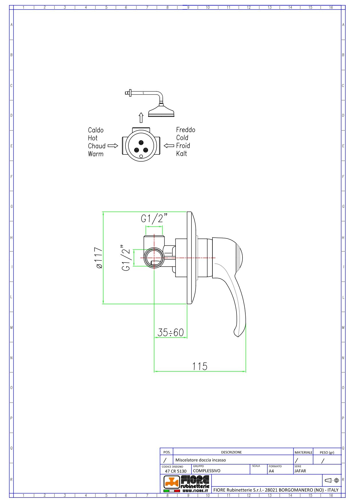Купить смесители fiore jafar, встраиваемый в стену однорычажный смеситель для душа, цвет хром оптом