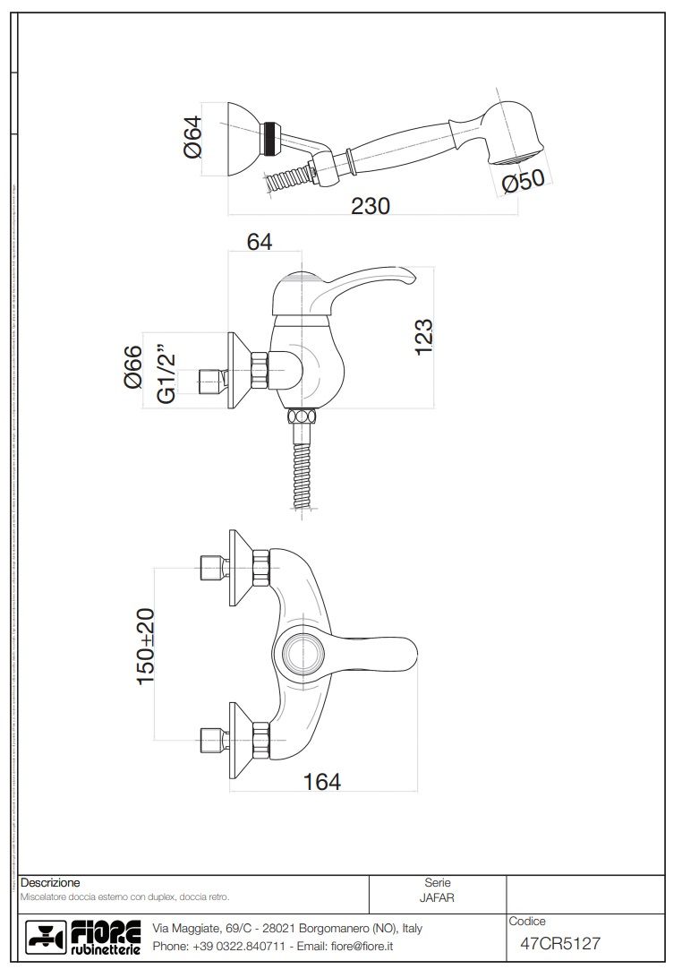 Купить смесители fiore jafar, однорычажный смеситель для душа, с набором для душа, цвет бронза оптом